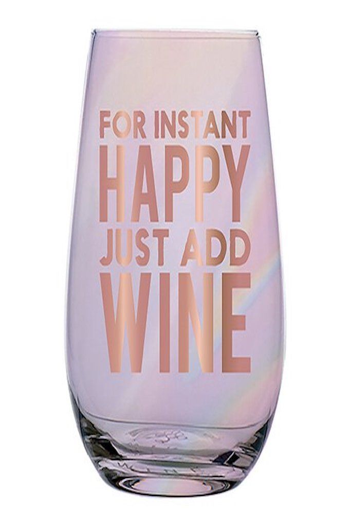 Instant Happy 20 OZ Stemless Wine Glass