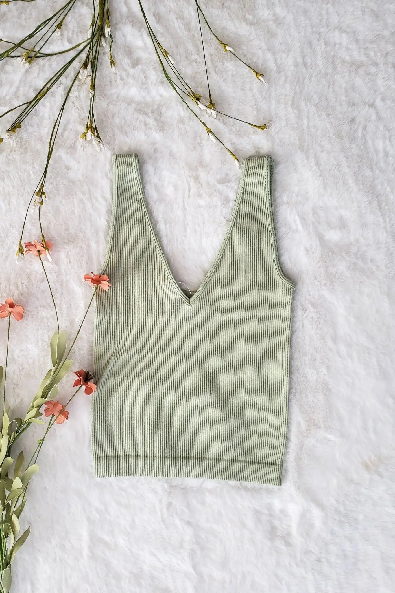 Let It Free Ribbed V-Neck Tank Top -