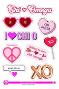 Love Theme Sorority Sticker Sheet - Chi Omega