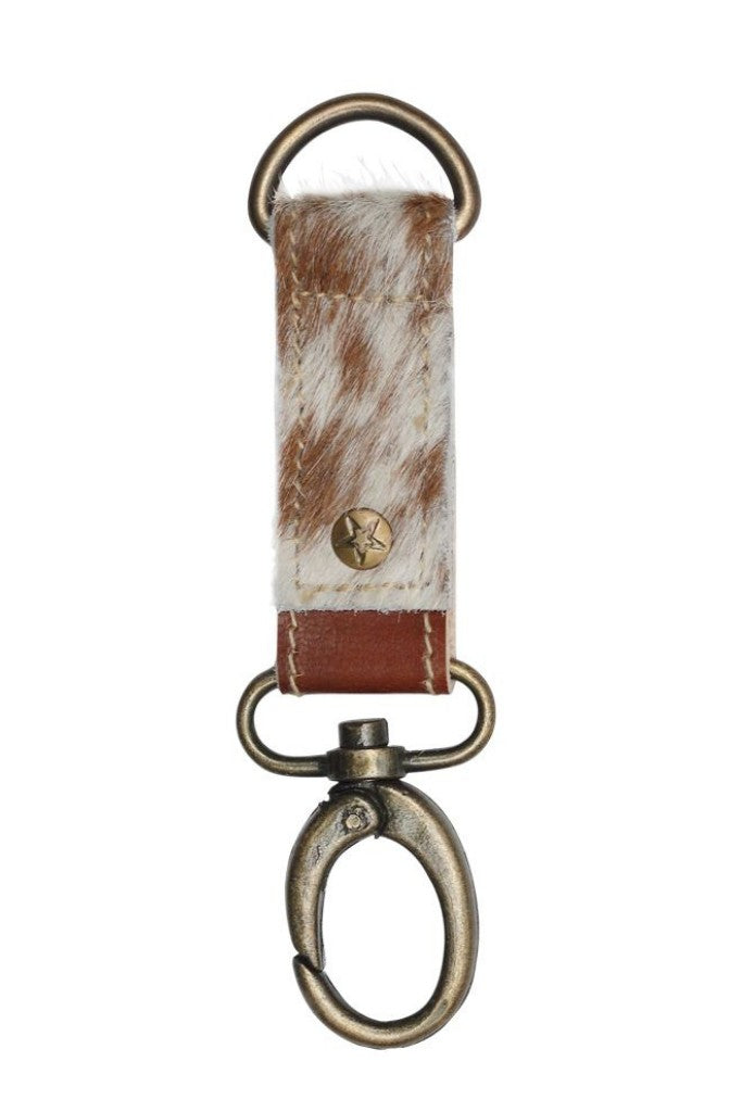 MYRA BAG Brown &amp; White Key Fob