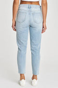 Moment Of Truth Distressed Mom Jeans- Light Denim