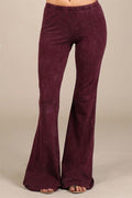 Nine To Five Bell Bottom Pants - Burgundy