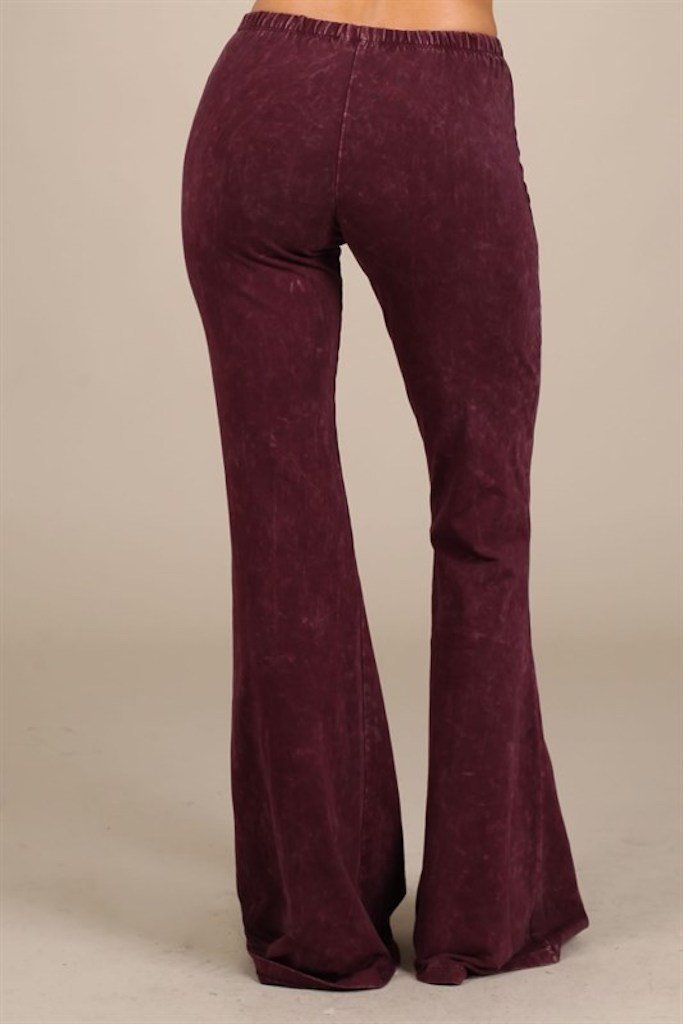 Nine To Five Bell Bottom Pants - Burgundy
