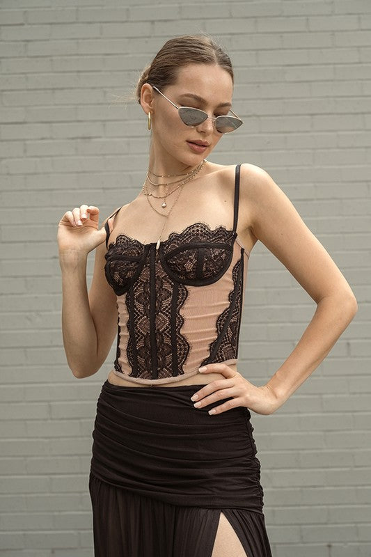 Used To It Lace Corset Top- Dusty Rose
