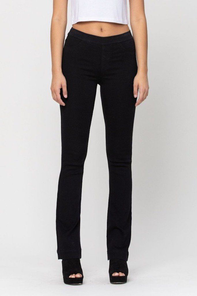 Reason To Relax Flared Elastic Waist Jeans - Black