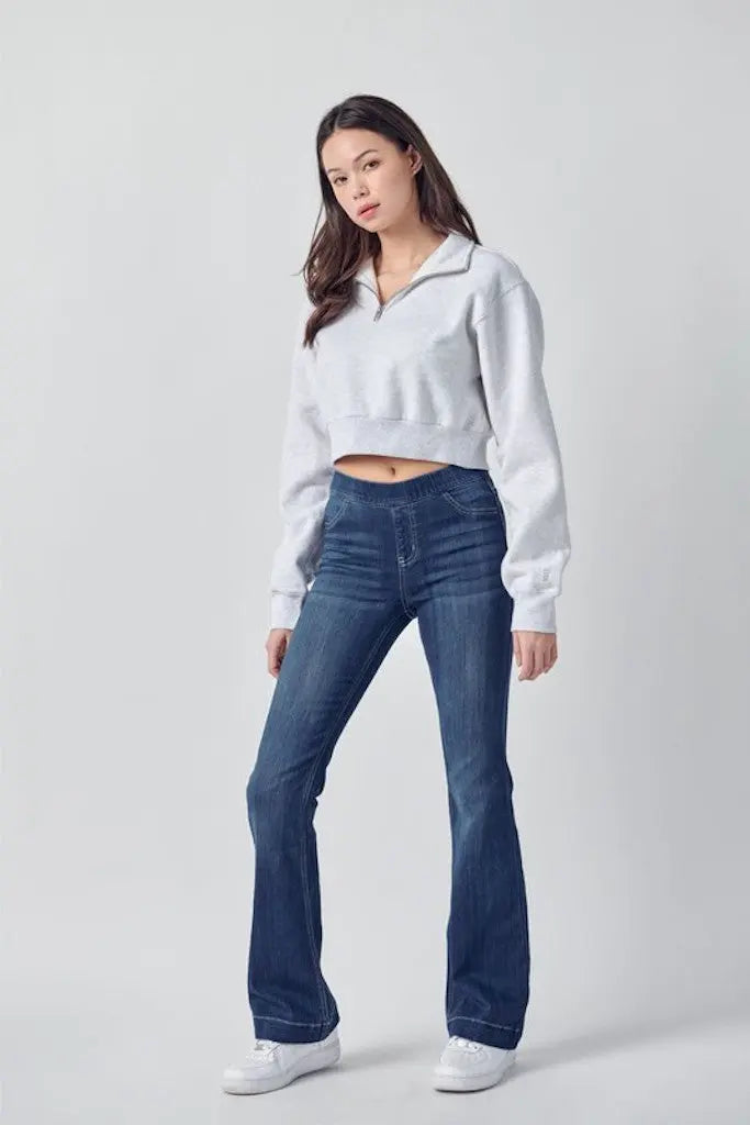 Reason To Relax Flared Jeans- Dark Wash