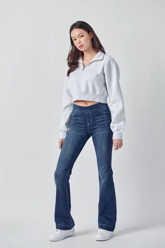 Reason To Relax Petite Flared Jeans - Dark Wash