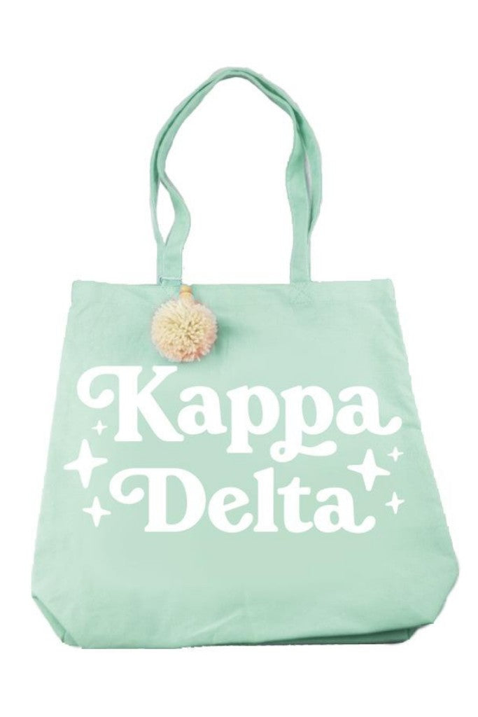 Retro Sorority Pom Pom Tote Bag - Kappa Delta