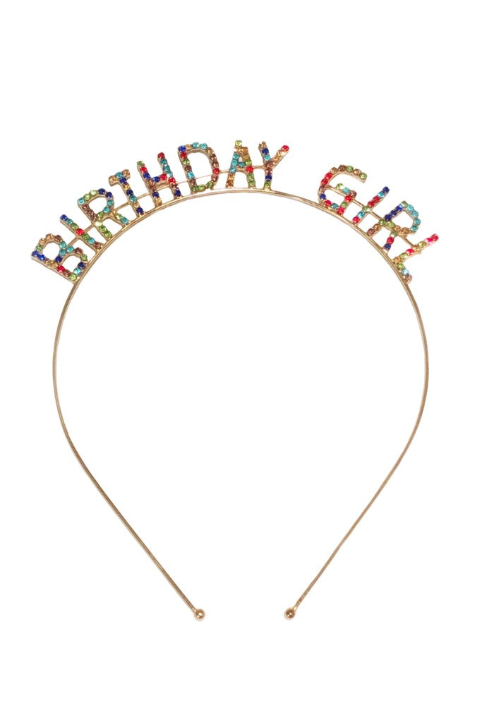 Rhinestone Rainbow Birthday Girl Headband