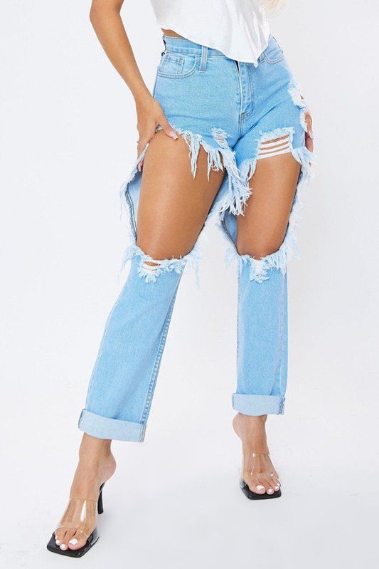 Sorry Mommy Destroyed Mom Jean - Light Wash