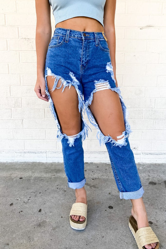 Sorry Mommy Destroyed Mom Jean - Medium Wash
