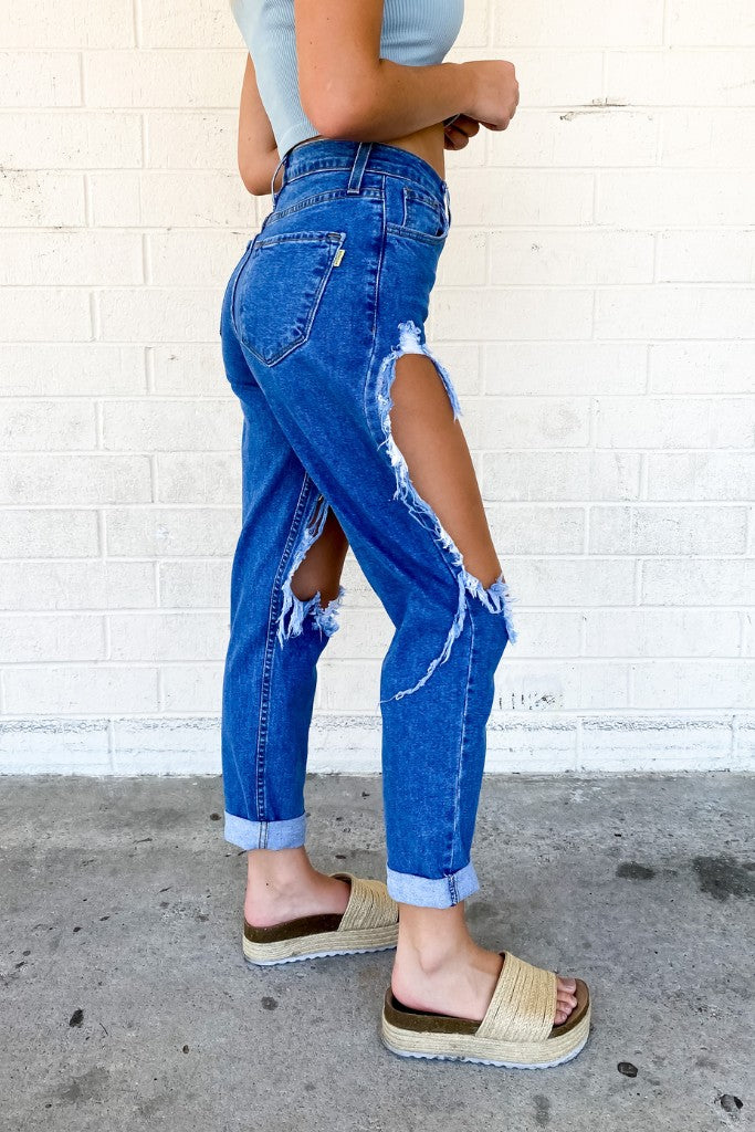 Sorry Mommy Destroyed Mom Jean - Medium Wash