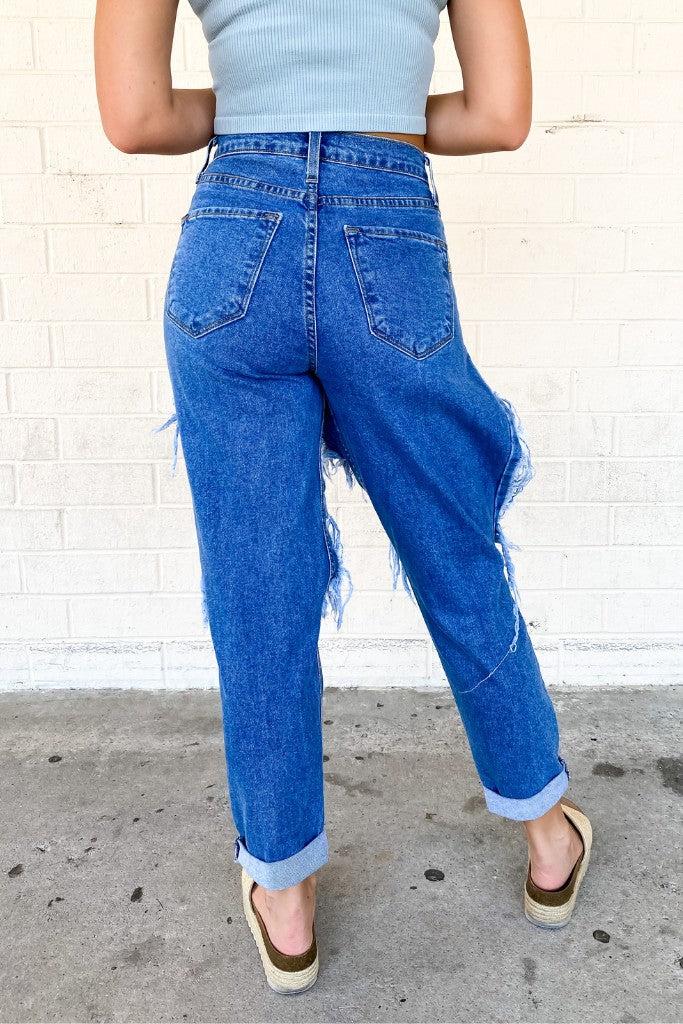 Sorry Mommy Destroyed Mom Jean - Medium Wash