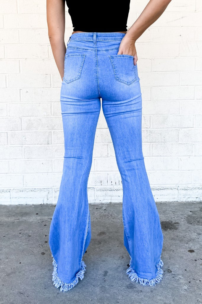The Show Must Go On Flare Jeans - Light Wash