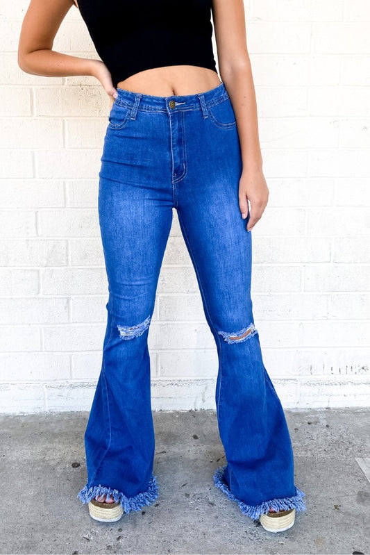 The Show Must Go On Flare Jeans - Medium Wash