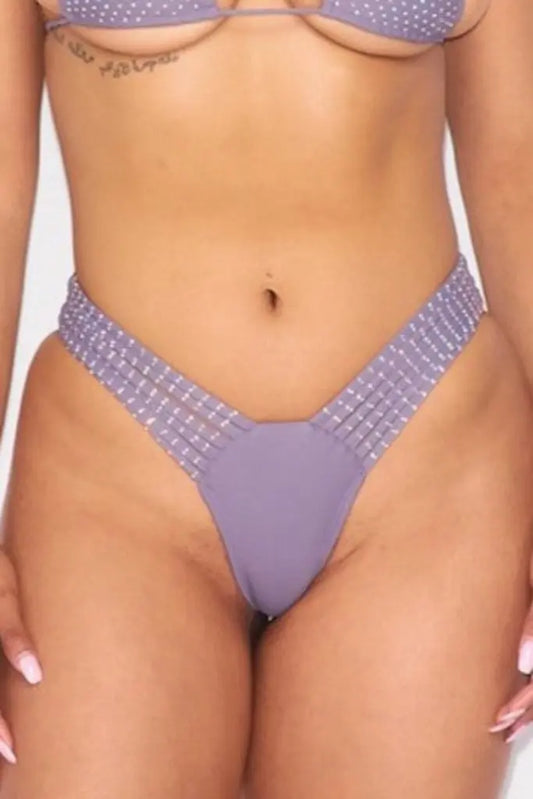 Truth Be Told Rhinestone Bikini Bottom - Purple
