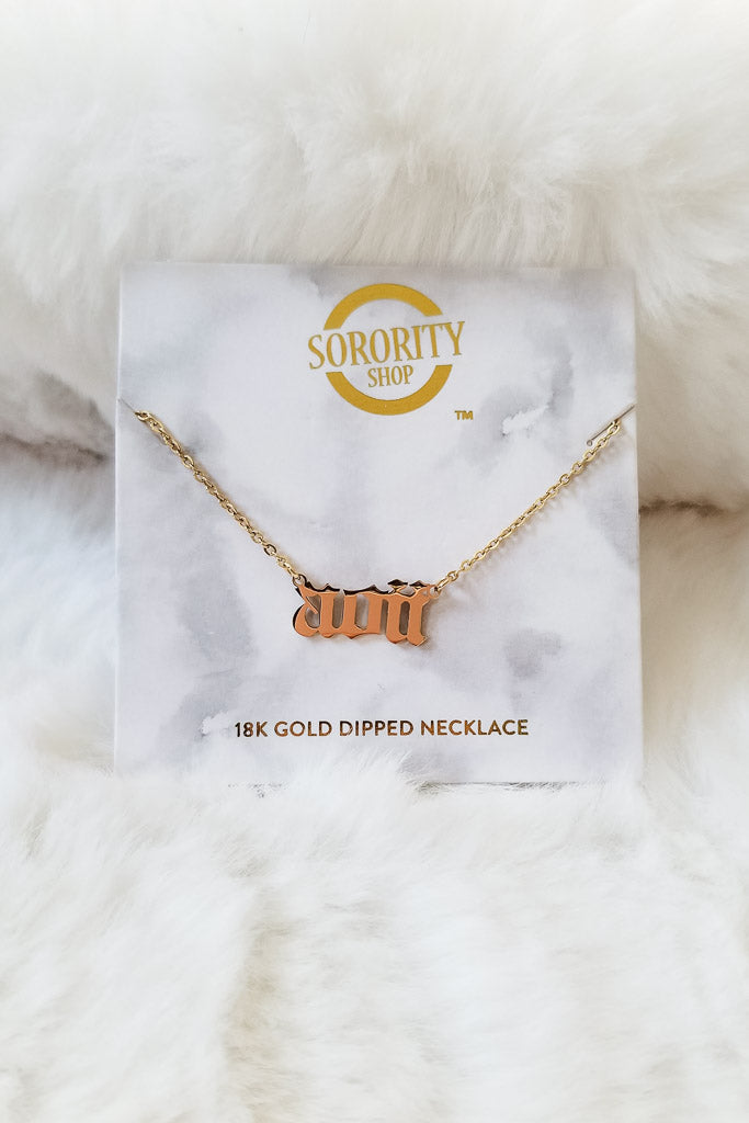 Sorority Name Necklace Old English Font -