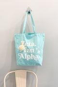 Retro Sorority Pom Pom Tote Bag - Zeta Tau Alpha