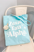 Retro Sorority Pom Pom Tote Bag - Zeta Tau Alpha