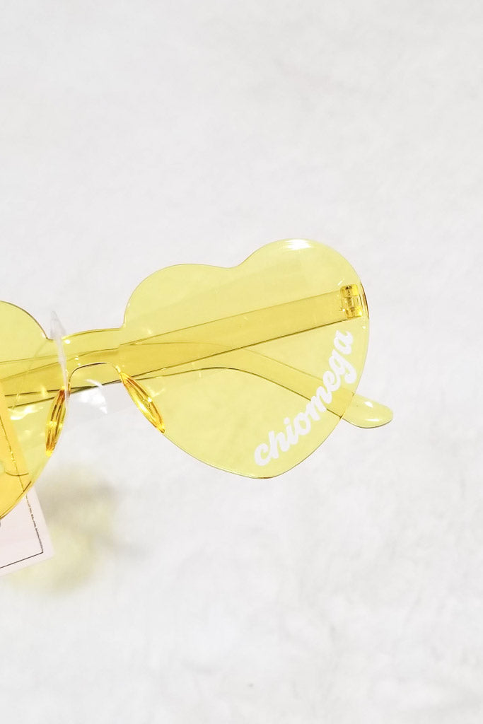 Chi Omega- Heart Shaped Sunglasses