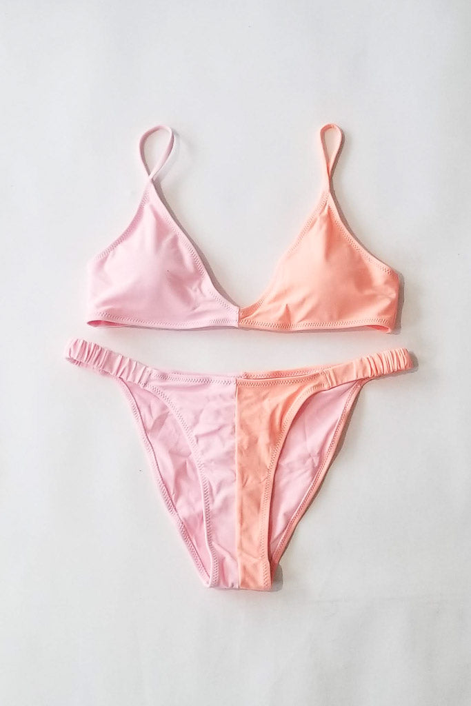 Stay Cool Bikini Bottom- Coral &amp; Pink