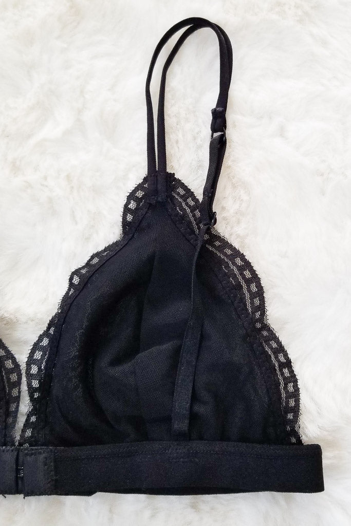 Daisy Triangle Lace Bralette - Black