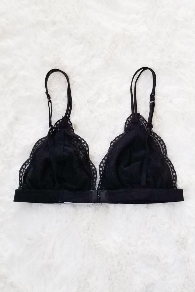 Daisy Triangle Lace Bralette - Black