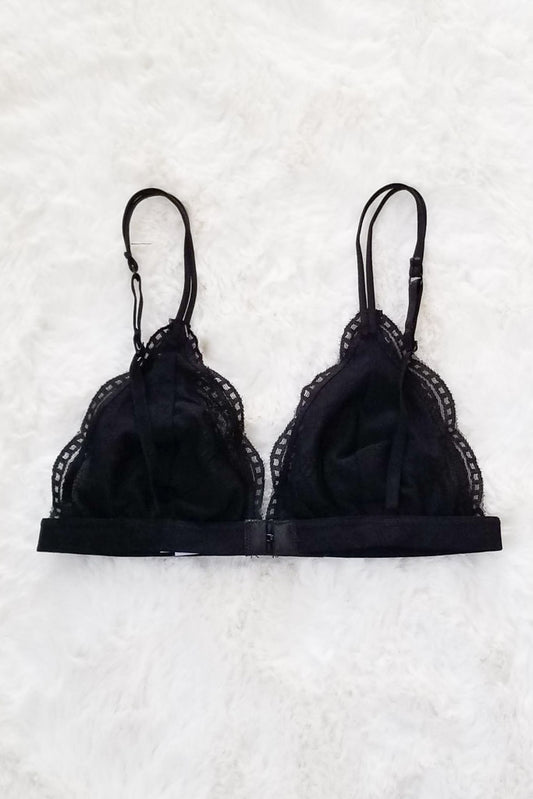 Daisy Triangle Lace Bralette - Black