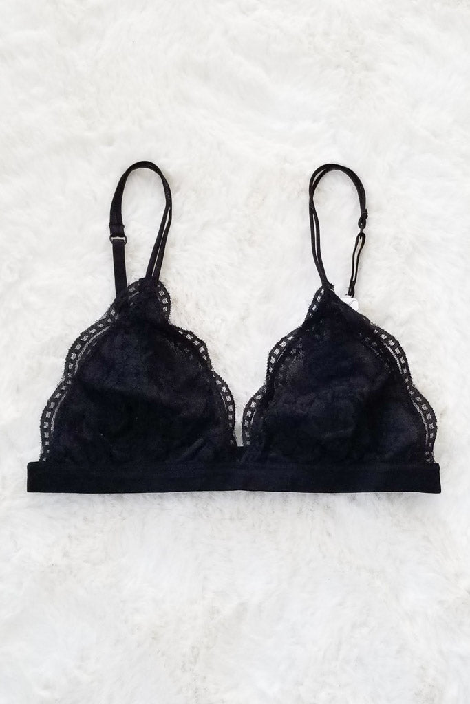 Daisy Triangle Lace Bralette - Black