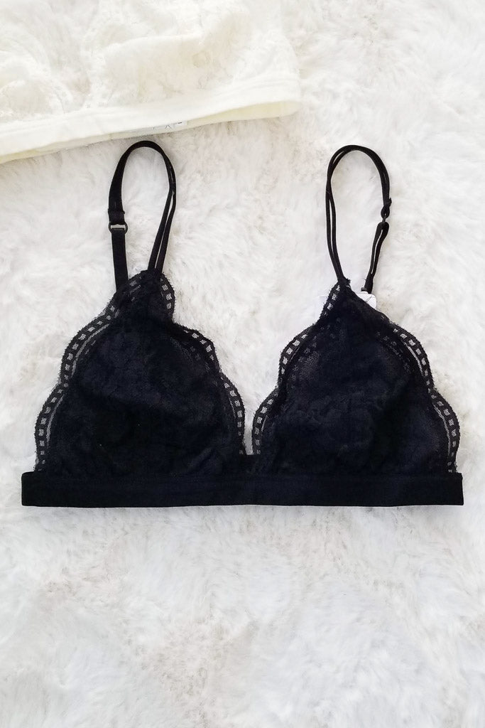 Daisy Triangle Lace Bralette - Black