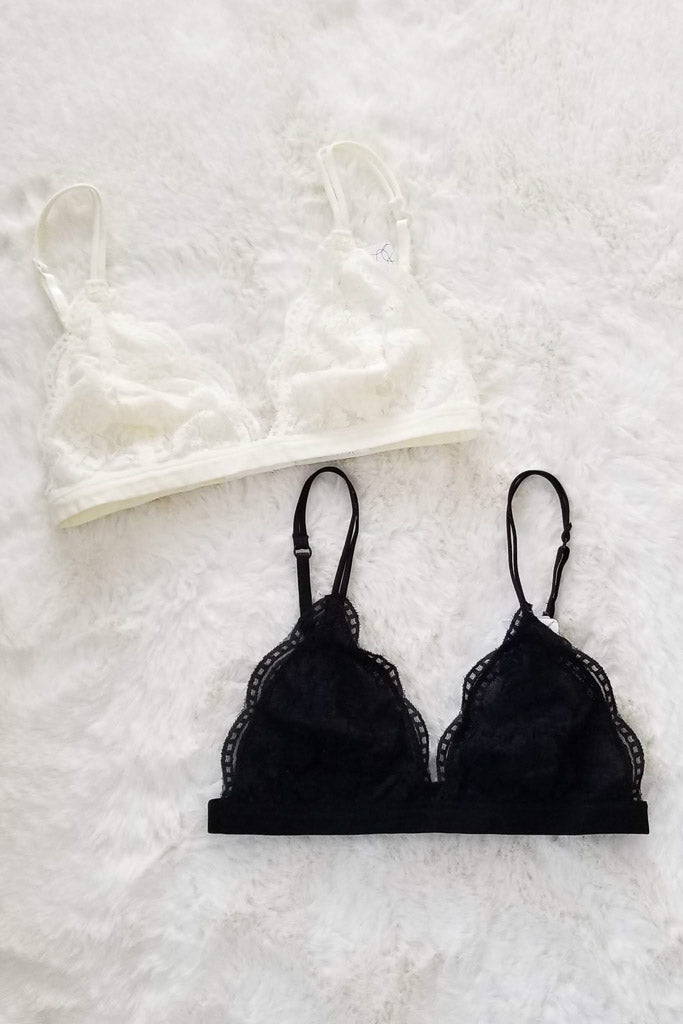 Daisy Triangle Lace Bralette - Black