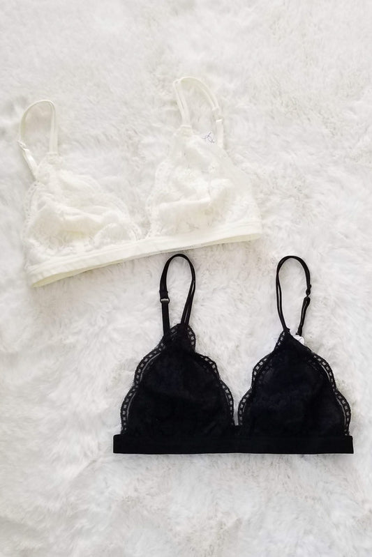 Daisy Triangle Lace Bralette - Black