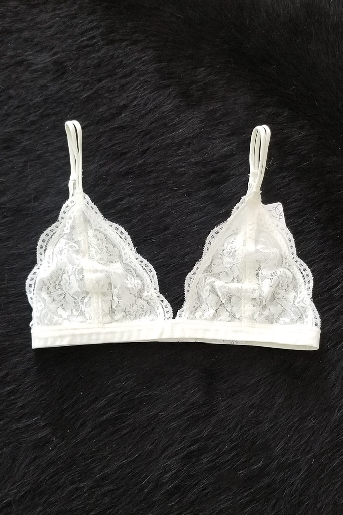 Daisy Triangle Lace Bralette - Cloud