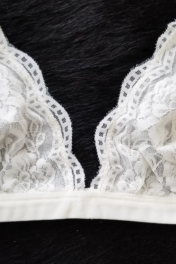 Daisy Triangle Lace Bralette - Cloud