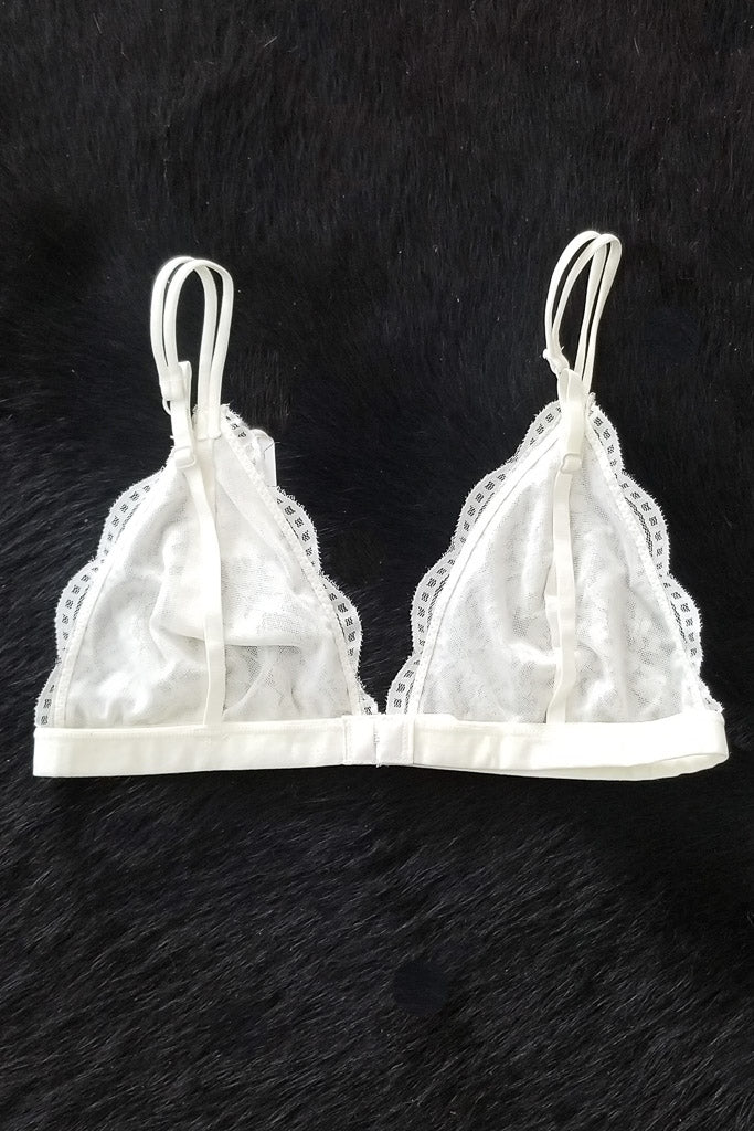 Daisy Triangle Lace Bralette - Cloud