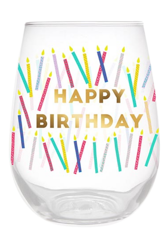 20oz Stemless Wine Glass - Birthday Candles