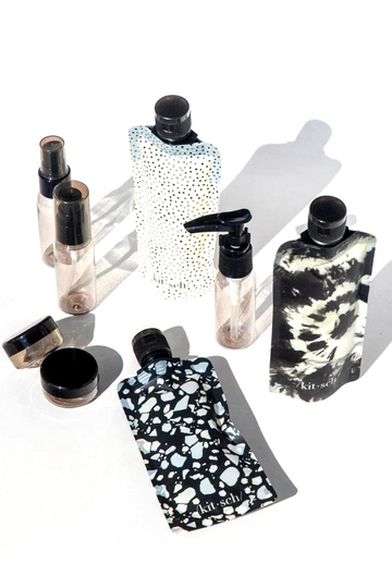 Refillable Ultimate Travel 11pc Set - Black & Ivory